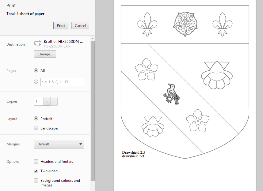 Drawshield 2.5 Release - Feature 3: Printing
Again, under the new options... section is a checkbox called