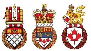 Interesting 'compact' achievements displayed on top of Letters Patents from #canada. I really like that format, honestly. Does anybody know what it is called?
From left to right: of the arms of the Governor General of Canada (the Rt. Hon. David Johnston), HM the Queen and the Canadian Heraldic Authority.